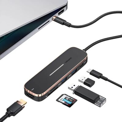 USAMS 6-in-1 PD 100W Typ C Hub USB C Zu HDMI-kompatibel 1.4 USB3.0 TF SD Slot Hub Dock Station Splitter 5-in-1 Hub Adapter für MacBook iPad Laptop USAMS 6-in-1 PD 100W Typ C Hub USB C Zu HDMI-kompatibel 1.4 USB3.0 TF SD Slot Hub Dock Station Splitter 5-in-1 Hub Adapter für MacBook iPad Laptop