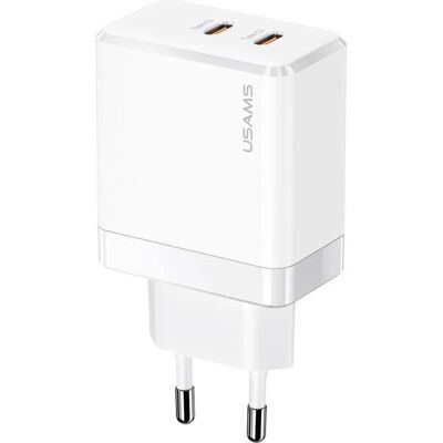 Usams Weiß 40W Dual USB-C PD Ladegerät - USB Netzteil Usams Weiß 40W Dual USB-C PD Ladegerät - USB Netzteil