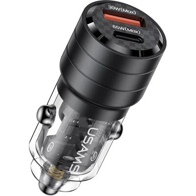 Usams 95W USB-C PD 65W+USB-A QC 30W Ultra-schnell Auto-Ladegerät - Überspannungsschutz Usams 95W USB-C PD 65W+USB-A QC 30W Ultra-schnell Auto-Ladegerät - Überspannungsschutz