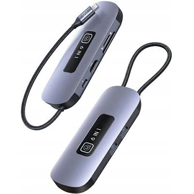 Usams US-SJ642 Hub USB-C 6-en-1 - Gris Usams US-SJ642 Hub USB-C 6-en-1 - Gris
