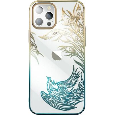 Coque de luxe iCables pour iPhone 14 avec cristaux - Or & Bleu - Publicité Coque de luxe iCables pour iPhone 14 avec cristaux - Or & Bleu - Publicité