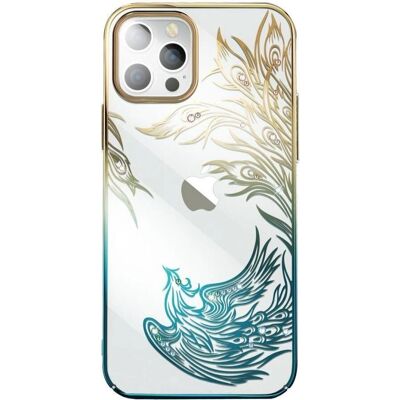 Coque iPhone 14 Plus Gold et Bleu avec cristaux iCables - Publicité Coque iPhone 14 Plus Gold et Bleu avec cristaux iCables - Publicité