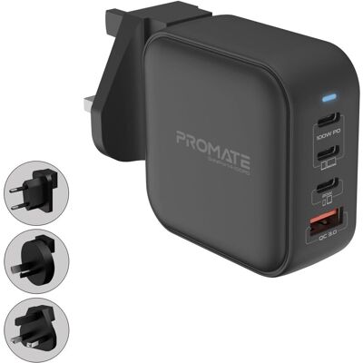 Chargeur compact PROMATE Ganport4-100PD 100W USB-C - Publicité Chargeur compact PROMATE Ganport4-100PD 100W USB-C - Publicité