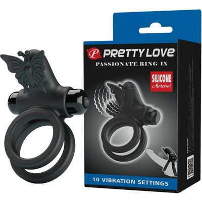 Pretty Love - Anello Vibrante Doppio Con Stimolatore Nero - Anello Vibrante per Adulti Pretty Love - Anello Vibrante Doppio Con Stimolatore Nero - Anello Vibrante per Adulti