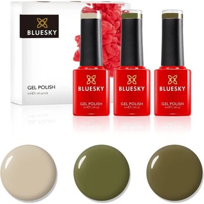 Bluesky - AW21 Set 1 - Green - Cream - Gel Nail Polish Set Bluesky - AW21 Set 1 - Green - Cream - Gel Nail Polish Set
