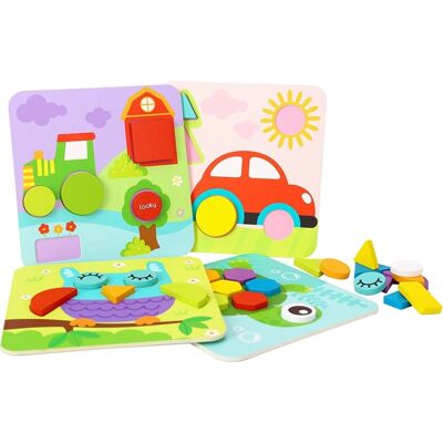 Tooky Toy Holzpuzzle 4er Set - Bunt - 34 Teile - Formen Erkennen Tooky Toy Holzpuzzle 4er Set - Bunt - 34 Teile - Formen Erkennen