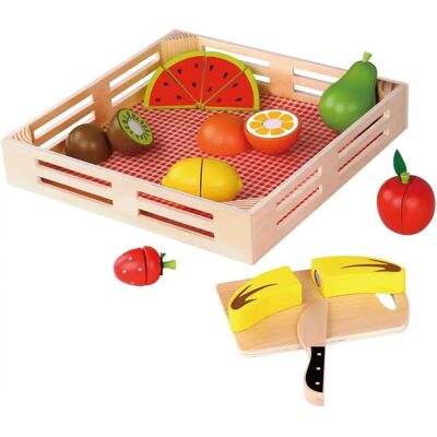 Tooky Toy Naturalne Drewniane Kosz z Owocami do Krojenia - 21 sztuki Tooky Toy Naturalne Drewniane Kosz z Owocami do Krojenia - 21 sztuki