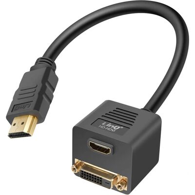 Adaptateur HDMI à DVI et HDMI LinQ - Noir - Publicité Adaptateur HDMI à DVI et HDMI LinQ - Noir - Publicité