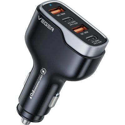 Chargeur de Voiture Veger CC53-2A2C - Charge Rapide - Noir - Publicité Chargeur de Voiture Veger CC53-2A2C - Charge Rapide - Noir - Publicité