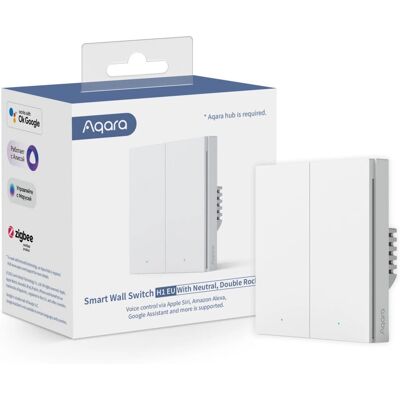 Interruptor Duplo Branco Aqara - Interruptor de Luz Interruptor Duplo Branco Aqara - Interruptor de Luz