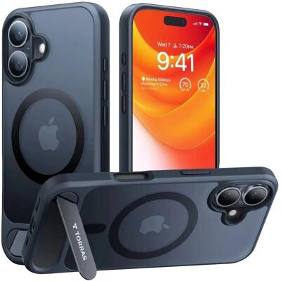 Torras Fekete iPhone 16 Plus Tok állvánnyal - Okostelefon védőtok Torras Fekete iPhone 16 Plus Tok állvánnyal - Okostelefon védőtok