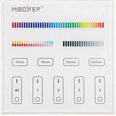 MiBoxer kabelloser RGB+CCT LED-Controller - 4 Zonen - Weiß MiBoxer kabelloser RGB+CCT LED-Controller - 4 Zonen - Weiß
