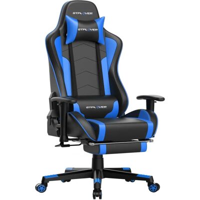 Chaise Gaming GTPLAYER - Haut-parleurs Bluetooth - Bureau Ergonomique - Bleu - Publicité Chaise Gaming GTPLAYER - Haut-parleurs Bluetooth - Bureau Ergonomique - Bleu - Publicité