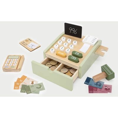 PolarB Holz-Kasse - Spielkasse mit Fantasie-Geld PolarB Holz-Kasse - Spielkasse mit Fantasie-Geld