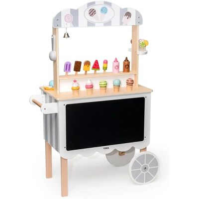 Viga Toys Drewniany sklep z lodami z akcesoriami - Zestaw do zabawy Viga Toys Drewniany sklep z lodami z akcesoriami - Zestaw do zabawy