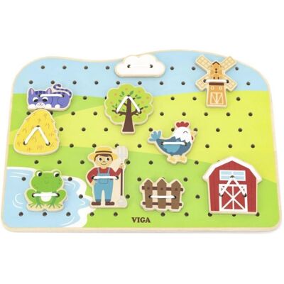 Viga Farm Holz Schnürspielzeug - För Motorik Viga Farm Holz Schnürspielzeug - För Motorik