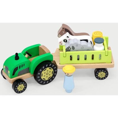 Viga 76211 Drewniany traktor z przyczepką - Zabawka edukacyjna Viga 76211 Drewniany traktor z przyczepką - Zabawka edukacyjna