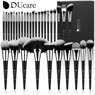 DUcare Make-up Penselen Set - 32 Professionele Synthetische & Geitenhaar Penselen - Zwart DUcare Make-up Penselen Set - 32 Professionele Synthetische & Geitenhaar Penselen - Zwart