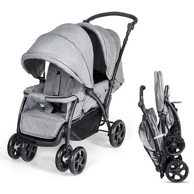 Poussette Double pour Bébé Costway - Siège Réglable & Harnais 5 Points - Publicité Poussette Double pour Bébé Costway - Siège Réglable & Harnais 5 Points - Publicité