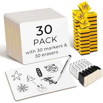 Ohuhu Pack de 30 Mini Quadros Brancos A4 - Frente e Verso Ohuhu Pack de 30 Mini Quadros Brancos A4 - Frente e Verso