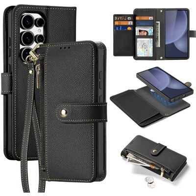 Samsung S25 Ultra Lederen Portemonnee - Zwart Samsung S25 Ultra Lederen Portemonnee - Zwart