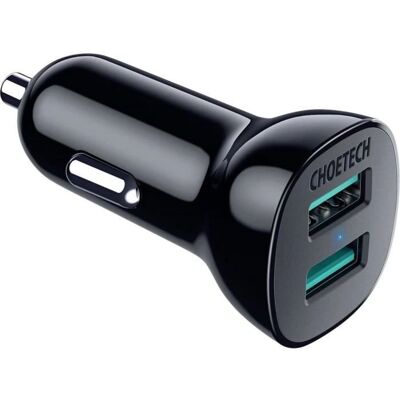 Choetech C0051 Doppel-USB-A Auto-Ladegerät - Schnelles Laden 2,4A Choetech C0051 Doppel-USB-A Auto-Ladegerät - Schnelles Laden 2,4A