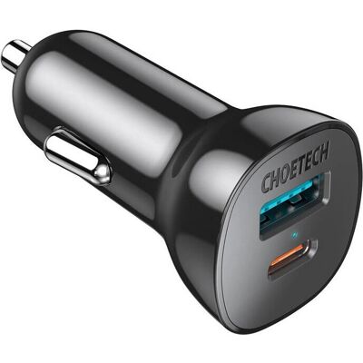 Choetech Két USB Autós Töltő - 38W, Fekete Choetech Két USB Autós Töltő - 38W, Fekete