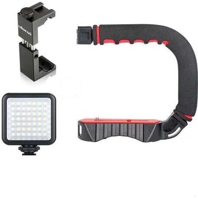 Ulanzi U-Grip Pro Kamera fogantyú Cold Shoe-val - Fekete, Piros Ulanzi U-Grip Pro Kamera fogantyú Cold Shoe-val - Fekete, Piros