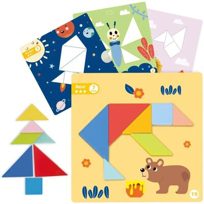 Tooky Toy Magnetisches Holz-Tangram Puzzle - 18 Teile Tooky Toy Magnetisches Holz-Tangram Puzzle - 18 Teile