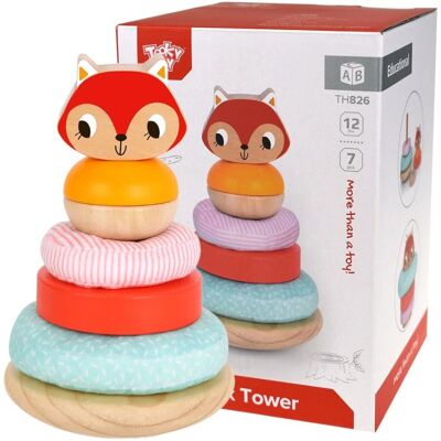 Tooky Toy Colorful 7-Piece Wooden Fox Stacking Tower - Stackable Toy for Kids 12M+ Tooky Toy Colorful 7-Piece Wooden Fox Stacking Tower - Stackable Toy for Kids 12M+