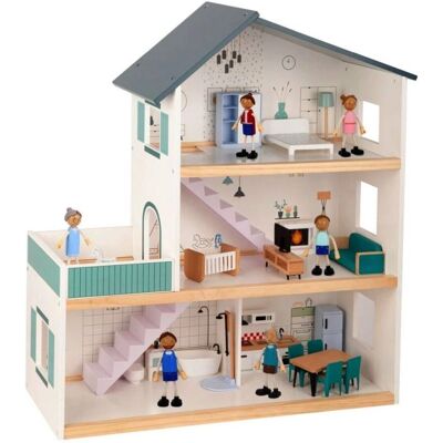 Drewniany Domek dla Lalek Tooky Toy - Dom, Drewno, Rodzina, Balkon Drewniany Domek dla Lalek Tooky Toy - Dom, Drewno, Rodzina, Balkon