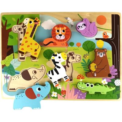 Tooky Toy 3D Kids Wooden Puzzle Animals - 8-piece from 12 months Tooky Toy 3D Kids Wooden Puzzle Animals - 8-piece from 12 months