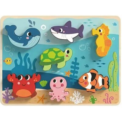 Tooky Toy Takey Toy 3D Kinder Puzzle Holz Tiere - 8-teilig für 12 Monate+ Tooky Toy Takey Toy 3D Kinder Puzzle Holz Tiere - 8-teilig für 12 Monate+
