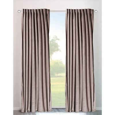 MY HOME Samt-Vorhang - Beige - 145cm x 140cm - Einfarbig, blickdicht MY HOME Samt-Vorhang - Beige - 145cm x 140cm - Einfarbig, blickdicht