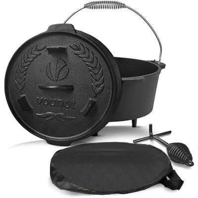 VOUNOT 9L Cast Iron Dutch Oven - Indoor/Outdoor Cooking VOUNOT 9L Cast Iron Dutch Oven - Indoor/Outdoor Cooking