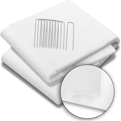 Vounot Tuinvlies - 50gsm, 1.5x10m, Wit, 10 Spikes Vounot Tuinvlies - 50gsm, 1.5x10m, Wit, 10 Spikes