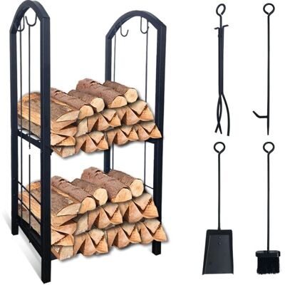 VOUNOT Firewood Log Rack - Indoor Metal Storage with Tools VOUNOT Firewood Log Rack - Indoor Metal Storage with Tools