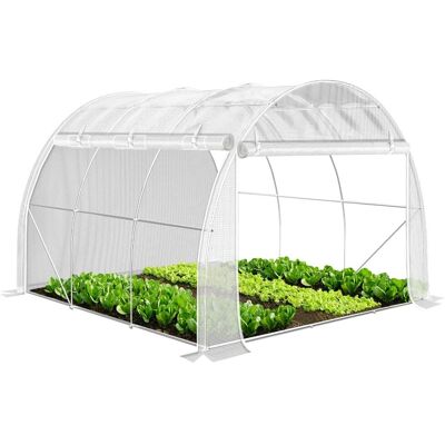 VOUNOT Blanco 3x3x2m Invernadero de Polietileno - Tunnel de Jardín con Laterales Enrollables VOUNOT Blanco 3x3x2m Invernadero de Polietileno - Tunnel de Jardín con Laterales Enrollables