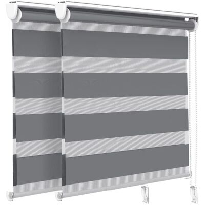 VOUNOT Set of 2 Zebra Roller Blind Double Fabric - Day and Night VOUNOT Set of 2 Zebra Roller Blind Double Fabric - Day and Night