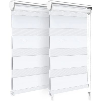 VOUNOT Ensemble de 2 Stores Roulants Zebra Double Tissu - Jour et Nuit - Blanc - Publicité VOUNOT Ensemble de 2 Stores Roulants Zebra Double Tissu - Jour et Nuit - Blanc - Publicité