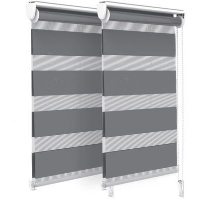 VOUNOT Set of 2 Zebra Roller Blinds - Day and Night Double Fabric VOUNOT Set of 2 Zebra Roller Blinds - Day and Night Double Fabric