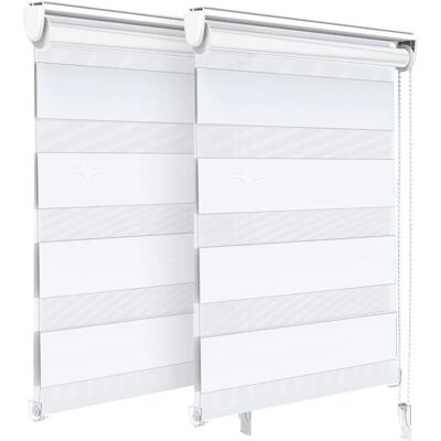 VOUNOT Set of 2 Zebra Roller Blind Double Fabric, Day and Night Translucent or Blackout Vision Curtains - Roller Blind VOUNOT Set of 2 Zebra Roller Blind Double Fabric, Day and Night Translucent or Blackout Vision Curtains - Roller Blind