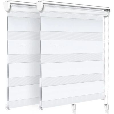VOUNOT Set of 2 Zebra Roller Blinds - Double Fabric, Day and Night VOUNOT Set of 2 Zebra Roller Blinds - Double Fabric, Day and Night