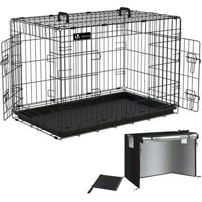 Składana klatka dla psów Vounot 2 drzwi - L 92 x 58 x 64 cm Składana klatka dla psów Vounot 2 drzwi - L 92 x 58 x 64 cm