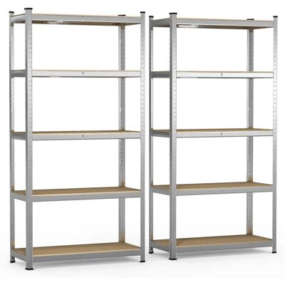 Vounot - 2 x Estantería Metálica Galvanizada Reforzada 180 x 90 x 40 cm, Estante Almacenamiento 5 Baldas, 1250 kg Vounot - 2 x Estantería Metálica Galvanizada Reforzada 180 x 90 x 40 cm, Estante Almacenamiento 5 Baldas, 1250 kg