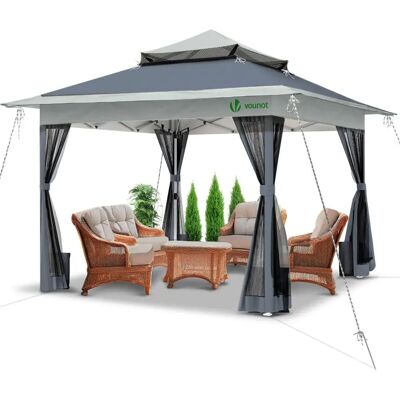 VOUNOT 3.6x3.6m Pop Up Gazebo with Mesh Side Double Roof Marquee Party Tent VOUNOT 3.6x3.6m Pop Up Gazebo with Mesh Side Double Roof Marquee Party Tent