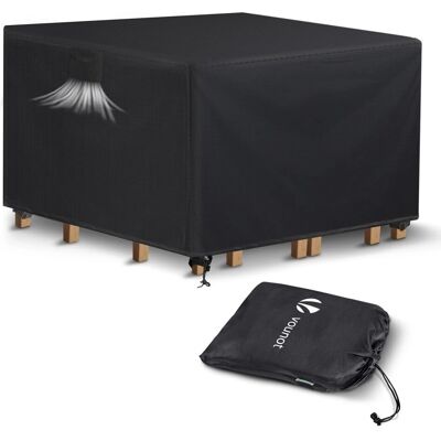VOUNOT Garden Furniture Cover 135x135x73cm Waterproof Black - Garden Furniture Cover VOUNOT Garden Furniture Cover 135x135x73cm Waterproof Black - Garden Furniture Cover