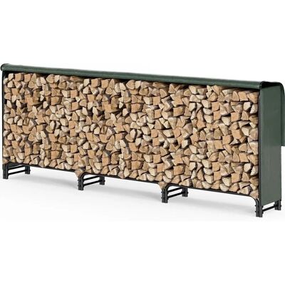 VOUNOT Metalowy Stojak na Drewno z Pokrywą - Zewnątrz - 300x36x116cm VOUNOT Metalowy Stojak na Drewno z Pokrywą - Zewnątrz - 300x36x116cm