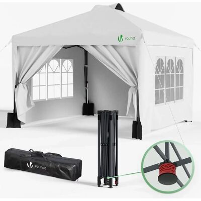 VOUNOT Opvouwbare 3x3m Tuin Gazebo met Zijwanden - Tuinfeest Tent, Wit VOUNOT Opvouwbare 3x3m Tuin Gazebo met Zijwanden - Tuinfeest Tent, Wit