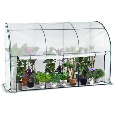 Vounot Wandgeplaatst Halfrond Tunnel Kas - Tuin 300x100x180cm Wit Vounot Wandgeplaatst Halfrond Tunnel Kas - Tuin 300x100x180cm Wit